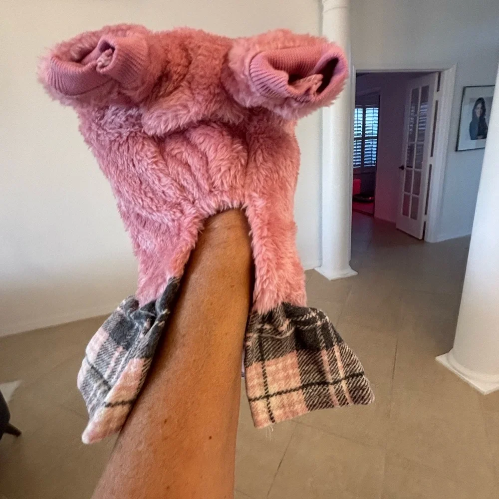 Pink Plaid Dog Sweater Dress